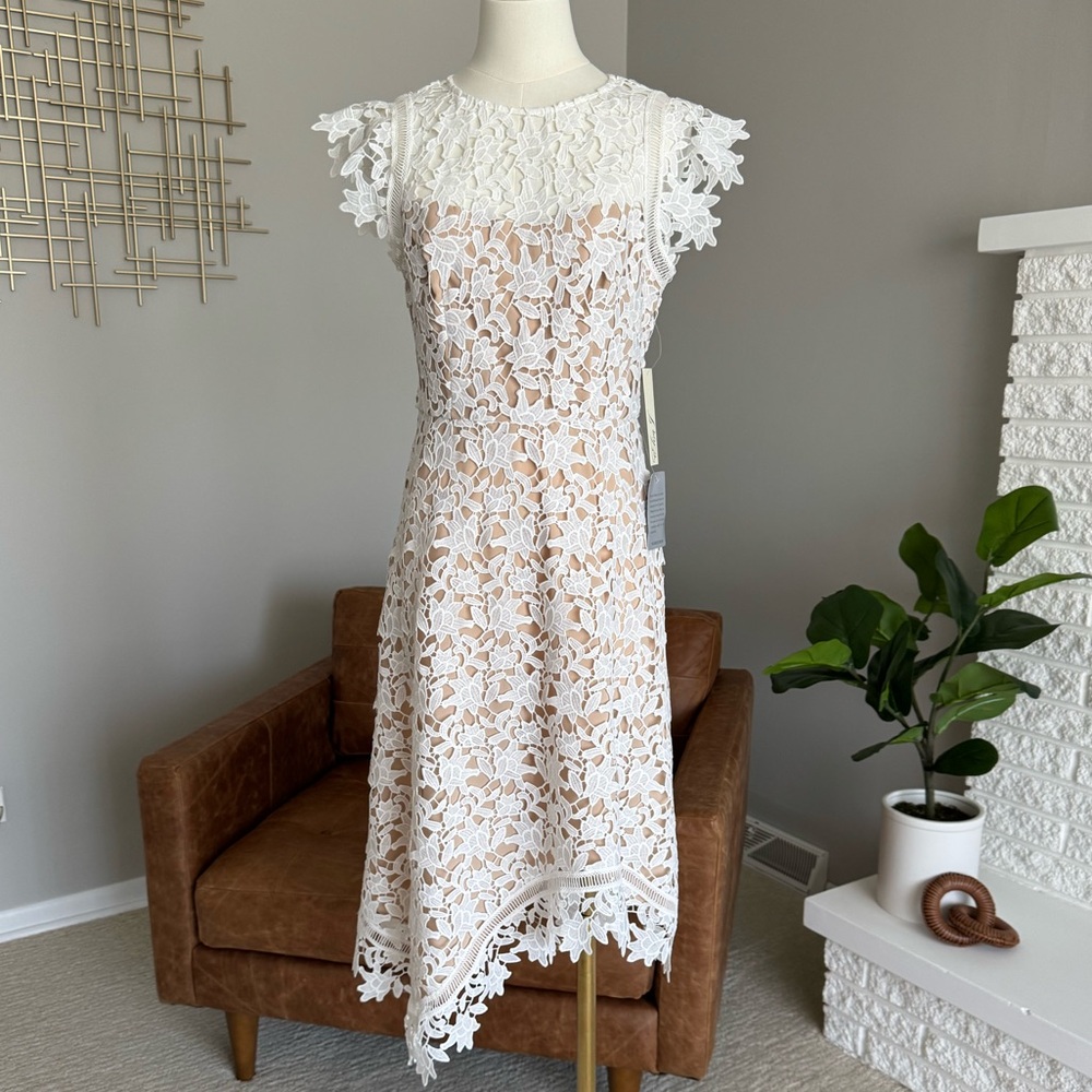 NWT ELIZA J Lace Asymmetric Fit & Flare Dress - 4